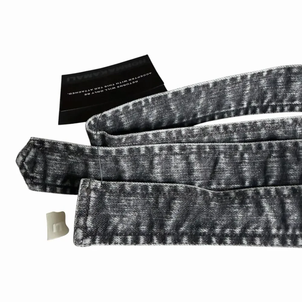 Norma Kamali NWT Black Acid Wash Stretch Belt One Size Statement Waist Belt